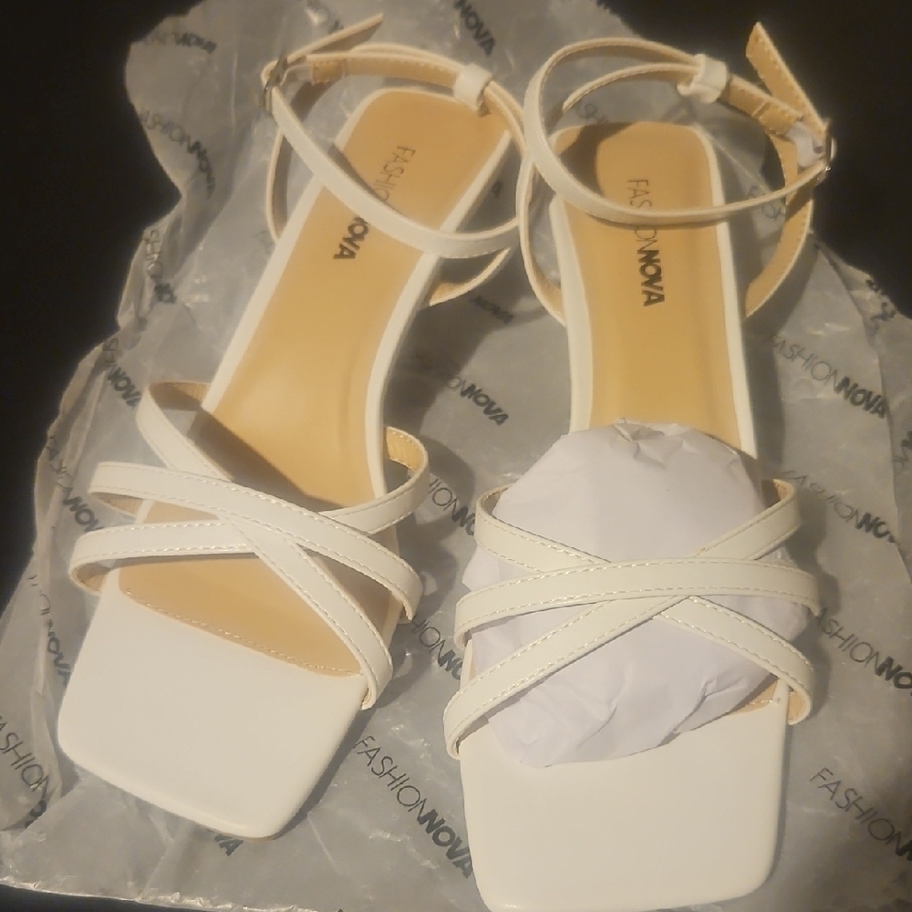 Fashion Nova White Strappy Sandals (8)